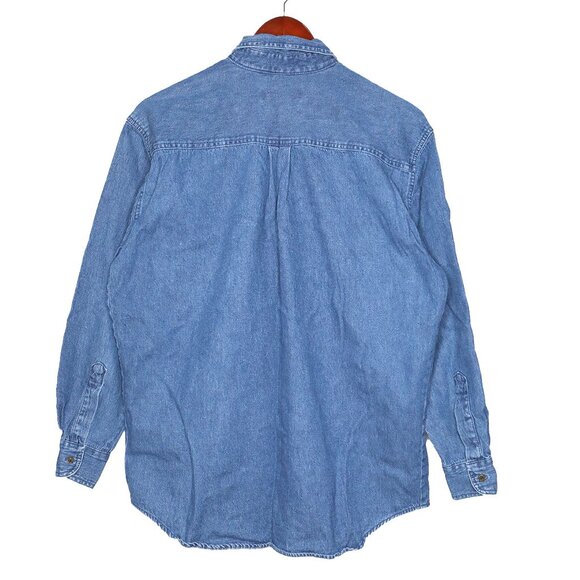 Vintage Bushwacker Floral Embroidered Oversized Denim Shirt Western Cottagecore - Picture 4 of 8